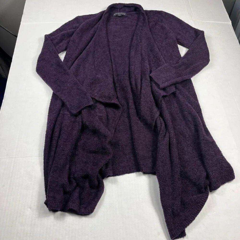 Barefoot Dreams Bamboo Chic Lite Draped Open Front Cardigan Purple Sweater S/M